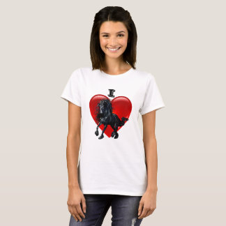 T-shirt I Love Chevaux Friésiens, Grand coeur rouge de l'a