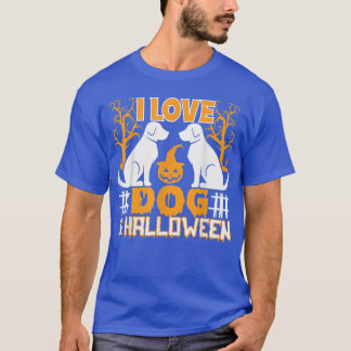 T-shirt I Love Chien & Halloween Haunted Trees Citrouille