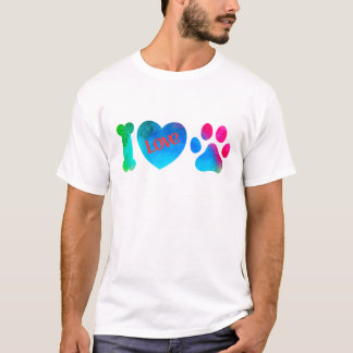 T-shirt I Love Chiens Mens T-Shirt, Chien Papa Tee