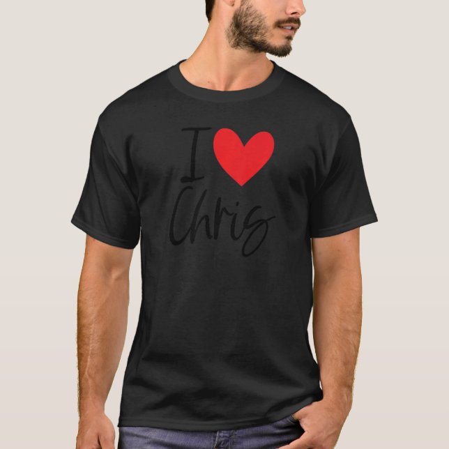 T-shirt I Love Chris Nom Coeur Personnalisé Hommes Guy Bff (Devant)