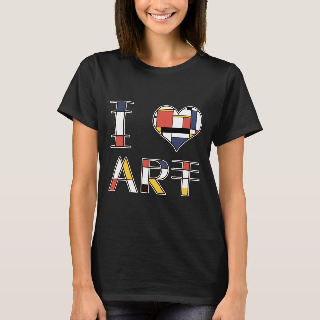 T-shirt I Love - Coeur - Art élégant style néoplasticisme (Devant)