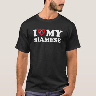 T-shirt I Love (Coeur) Mon Amoureux des chats siamais