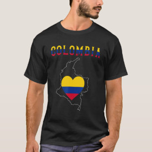 T-shirt I Love Colombia Drapeau Carte Colombian Pride Souv