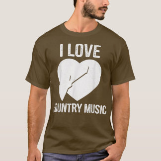 T-shirt I Love Country Music Retro Vintage Guitar1244