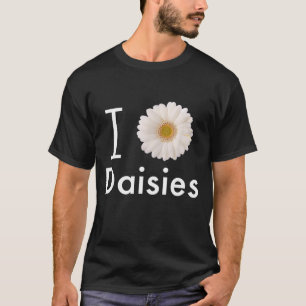 T-shirt I Love Daisies Gerber Daisy Fleur blanche