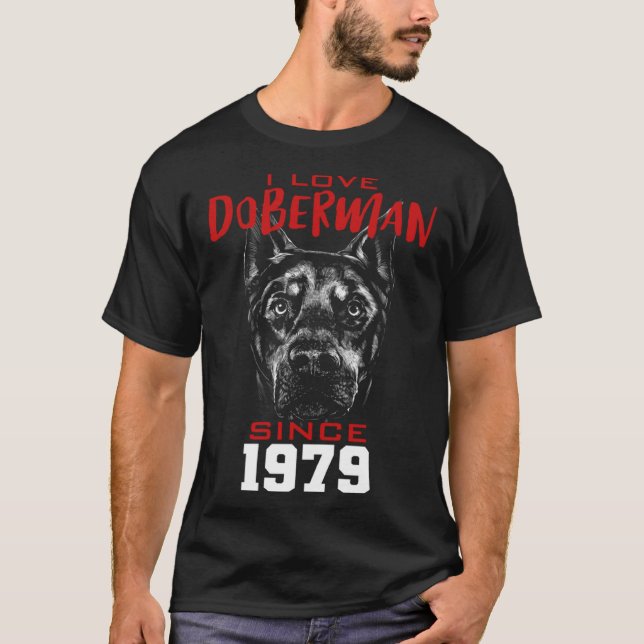 T-shirt I love doberman since 1979 (Devant)