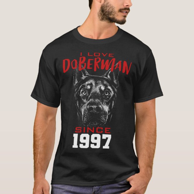 T-shirt I love doberman since 1997 (Devant)