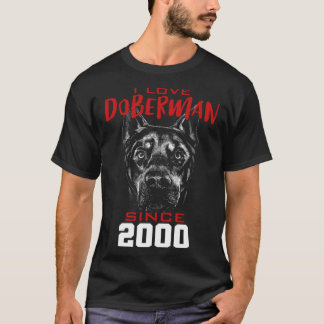 T-shirt I love doberman since 2000