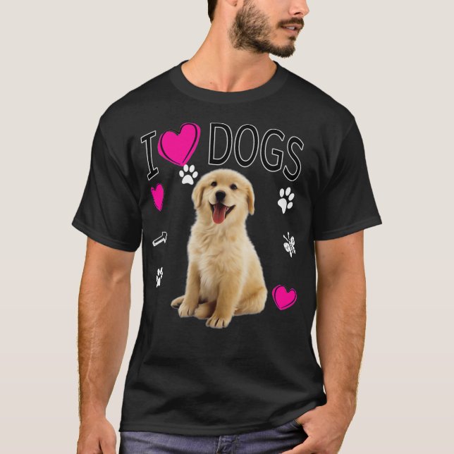 T-shirt I Love Dogs Golden Labrador (Devant)