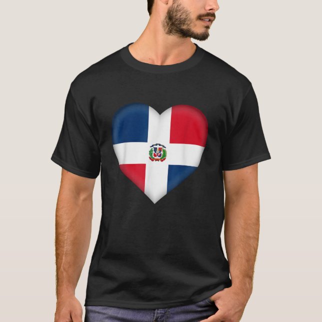 T-shirt I Love Dominican Republic Dominican Flag Heart Out (Devant)