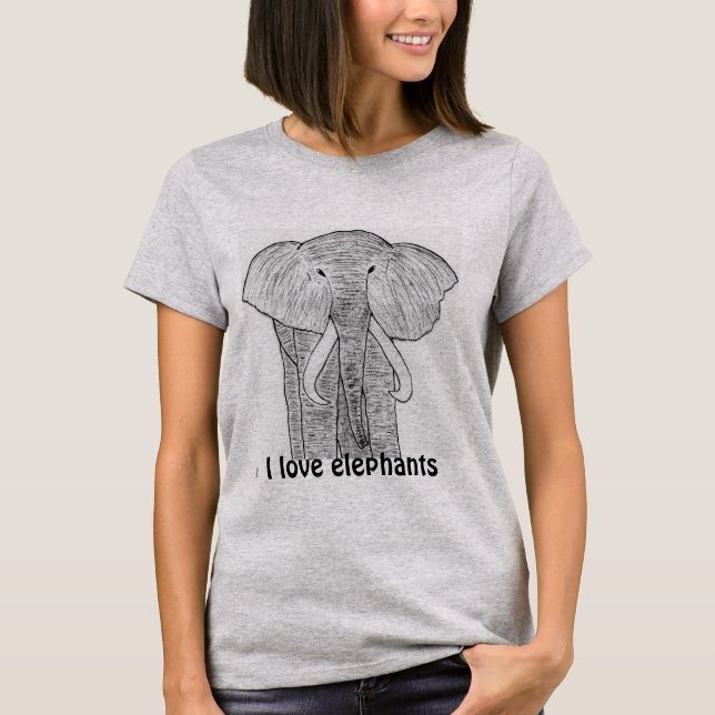 T-shirt "I love elephants" shirt (Devant)