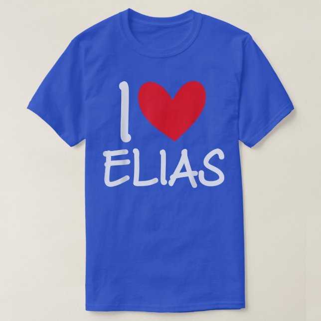 T-shirt I Love Elias Nom Hommes Personnalisés Guy BFF Ami (Design devant)