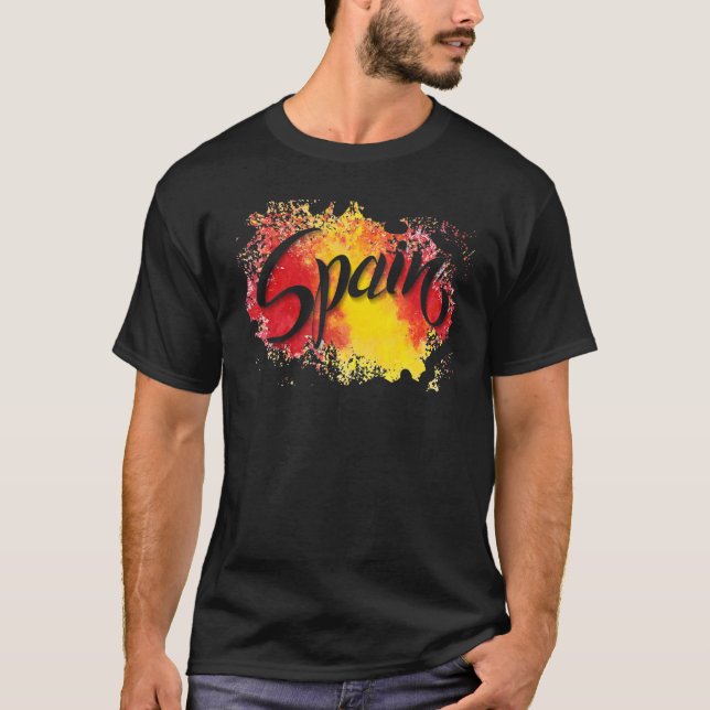 T-shirt I Love Espagne Drapeau Illustration Art Barcelone  (Devant)