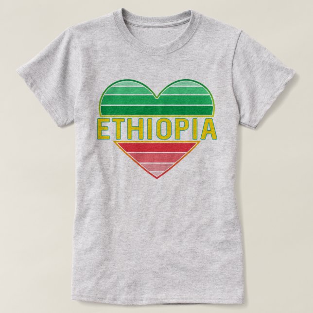 T-shirt I Love Ethiopia, Ethiopian Heart (Design devant)