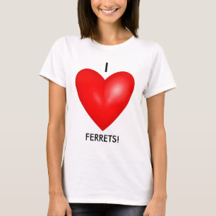 T-shirt I Love Ferrets with Red Heart Women's