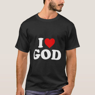 T-shirt I Love God - Coeur