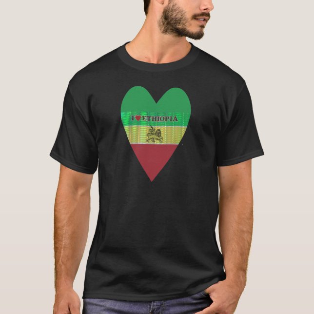 T-shirt I Love Heart Ethiopie : Drapeau Art Motif (Devant)