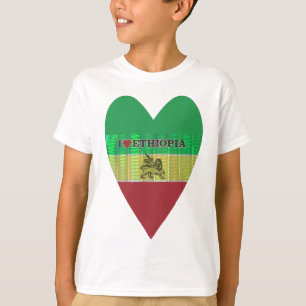 T-shirt I Love Heart Ethiopie : Drapeau Art Motif