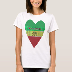 T-shirt I Love Heart Ethiopie : Drapeau Art Motif