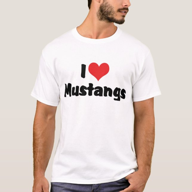 T-shirt I Love Heart Mustangs - Cheval Lover (Devant)