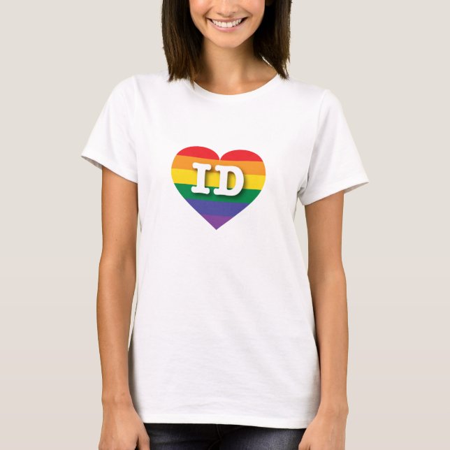T-shirt I Love Idaho Rainbow Heart (Devant)