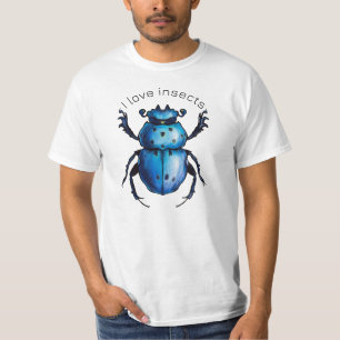T-shirt I Love Insects - Blue Scarab Beetle