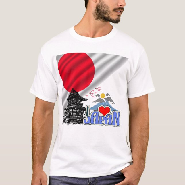 T-shirt I Love Japan – Spirit of the Rising Sun (Devant)