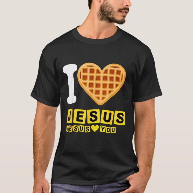T-shirt I Love Jesus Waffle Heart  (Devant)