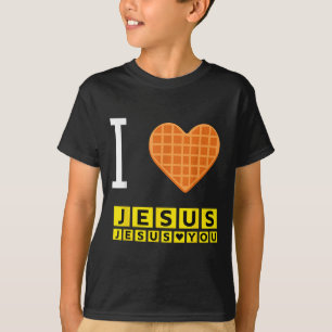 T-shirt I Love Jesus Waffle Heart Funny Christian Breakfas