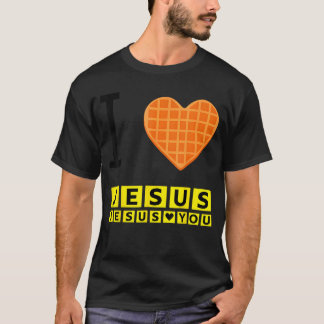 T-shirt I Love Jesus Waffle Heart Funny Christian Breakfas