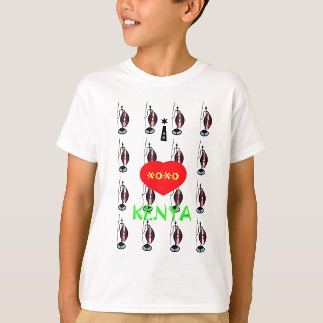 T-shirt I Love Kenya Massai Art Print (Devant)