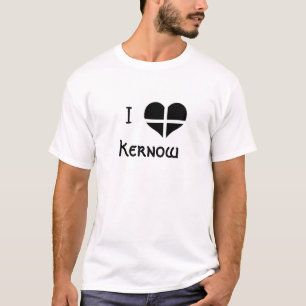 T-shirt I Love Kernow Cornwall St Piran Drapeau Coeur