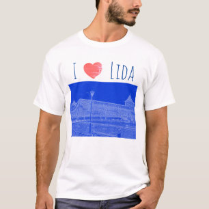 T-shirt I Love Lida Belarus Architecture Castle Sketch