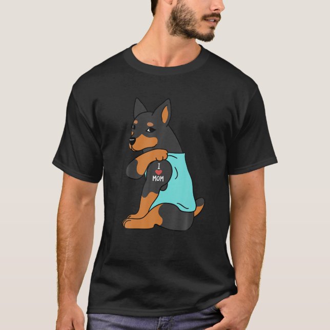 T-shirt I Love Maman Tattoo Miniature Pinscher Drôle Mère' (Devant)