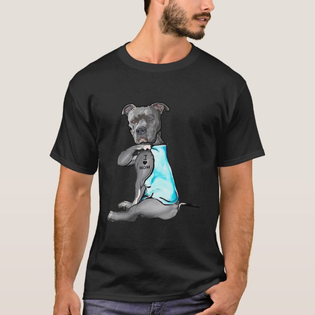 T-shirt I Love Maman Tattoo Pitbull Amoureux des chiens Ca (Devant)