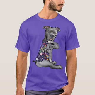 T-shirt I Love Maman Tattoo Pitbull Amoureux des chiens Ca