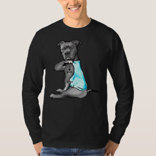 T-shirt I Love Maman Tattoo Pitbull Amoureux des chiens Fe