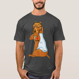 T-shirt I Love Maman Tattoo Pitbull Maman Amoureux des chi