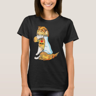 T-shirt I Love Maman Tattoo Shetland Sheepdog Mom Chien Fe