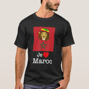 T-shirt I Love Maroc, le Maroc Cool Lions avec drapeau Ill