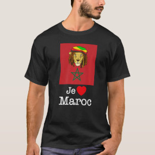 T-shirt I Love Maroc, le Maroc Cool Lions avec drapeau Ill