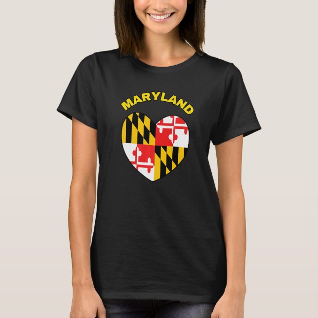 T-shirt I Love Maryland MD State Flag Heart Baltimore Hon (Devant)