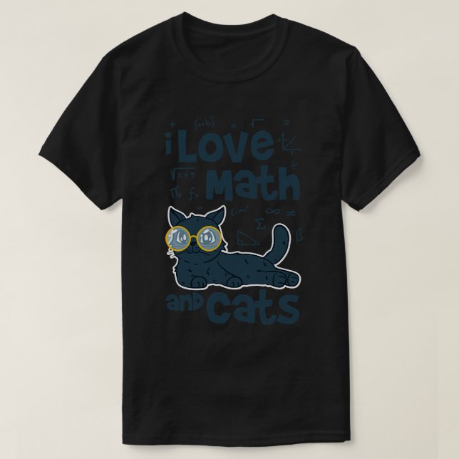 T-shirt I Love Math and Cats (Design devant)