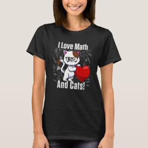 T-shirt I Love Math and Cats mignons Hommes femmes Profess