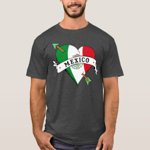 T-shirt I Love Mexique Drapeau Cartier Tattoo Flash