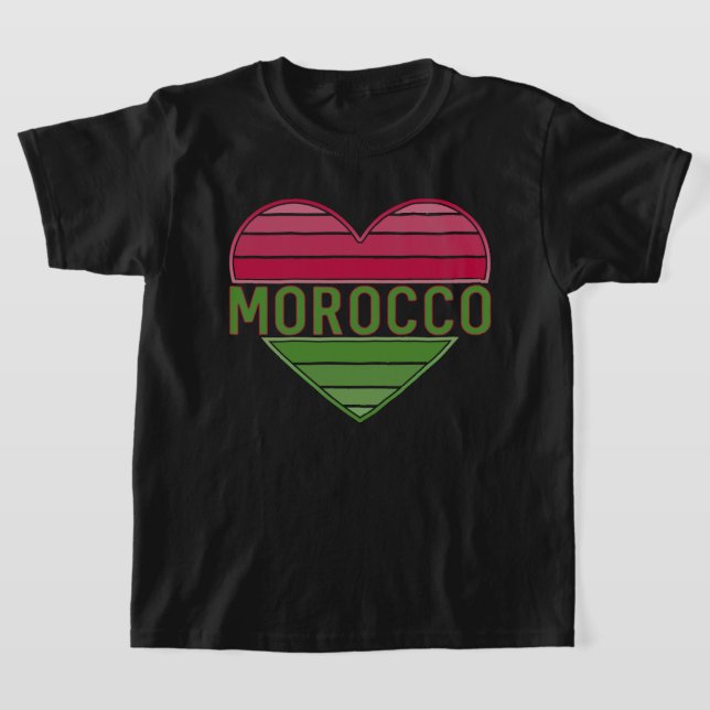 T-shirt I Love Morocco, coeur marocain (Poser)