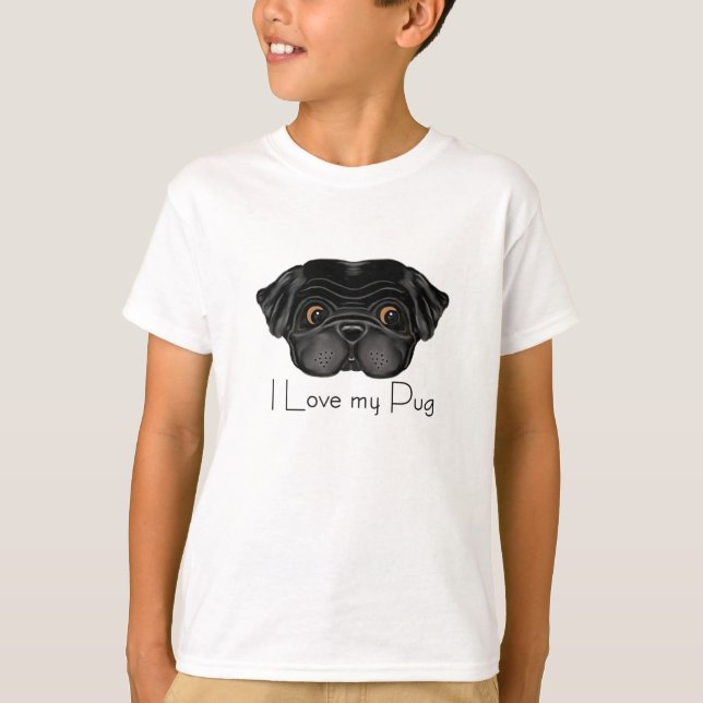 T-shirt I Love My Black Carlin mignon Carlin noir et Citat (Devant)