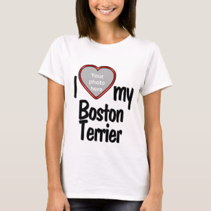 T-shirt I Love My Boston Terrier Red Heart Amoureux des ch