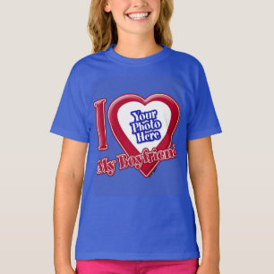 T-shirt I Love My Boyfriend Photo Red Heart D R Blue