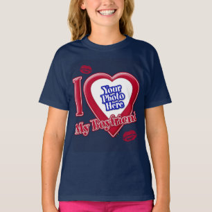 T-shirt I Love My Boyfriend Photo Red Heart Lips Marine Bl